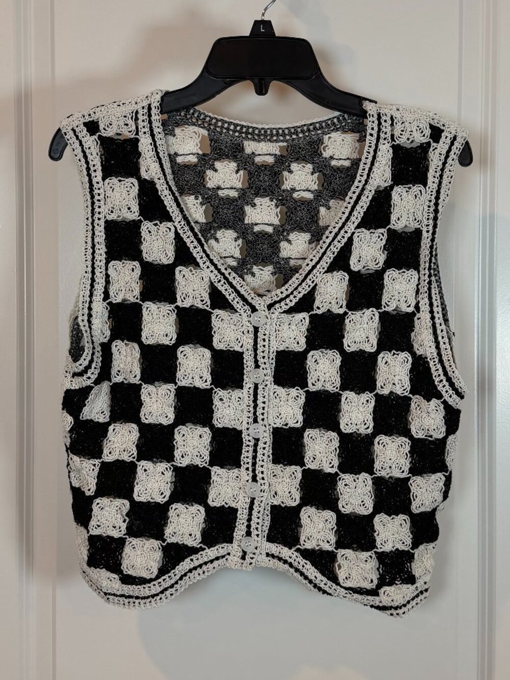 Crochet Checkered Vest
